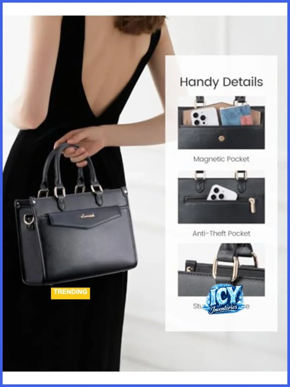 Women's Satchel Tote Handbag PU Leather Crossbody Shoulder Bag Top Handle 3-Way